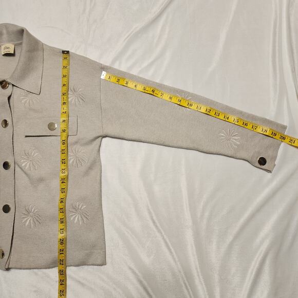 Elie Tahari Snap Front Embroidered Cardigan Jacket, Size Medium - Picture 3 of 7